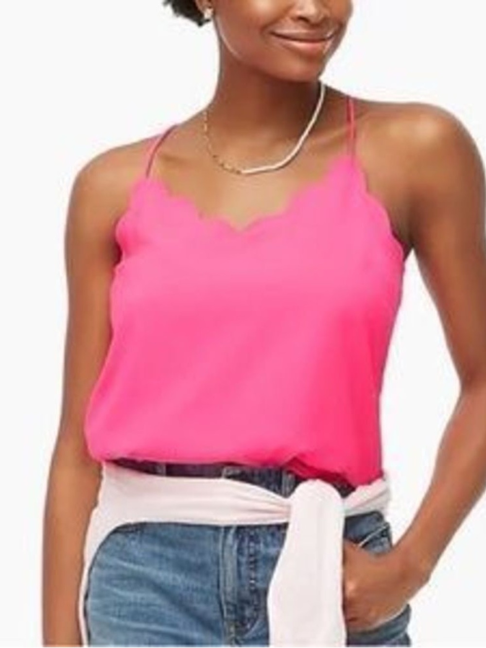 J.Crew Size 10 Size M Womens Pink Scallop Summer Lightweight Cami Tank